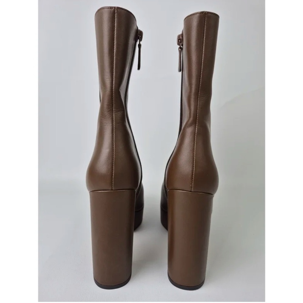 Stuart Weitzman women’s brown leather Party Zip platform boots - size 9 NEW - Picture 5 of 7